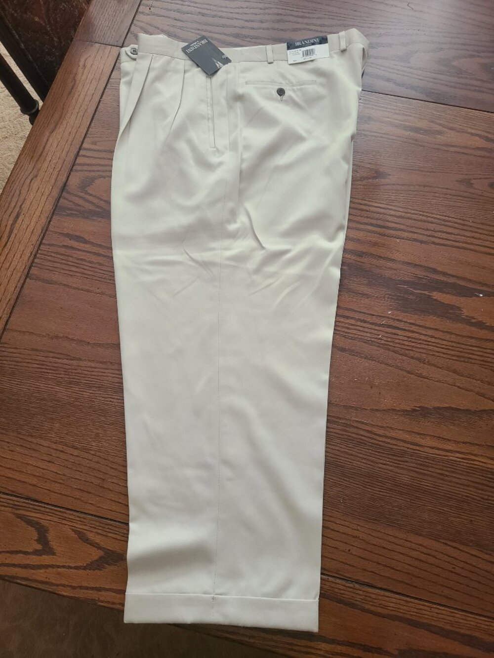 NWT Brandini Le Collezioni Cream Pleated Cuffed Dress Pants Trousers 42x30